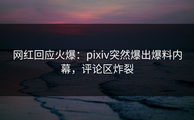 网红回应火爆：pixiv突然爆出爆料内幕，评论区炸裂
