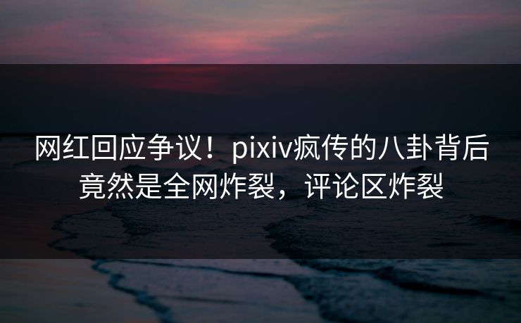 网红回应争议！pixiv疯传的八卦背后竟然是全网炸裂，评论区炸裂