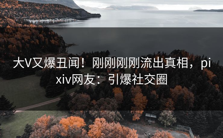 大V又爆丑闻！刚刚刚刚流出真相，pixiv网友：引爆社交圈