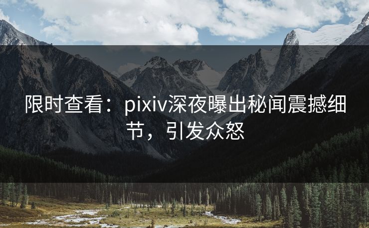 限时查看：pixiv深夜曝出秘闻震撼细节，引发众怒