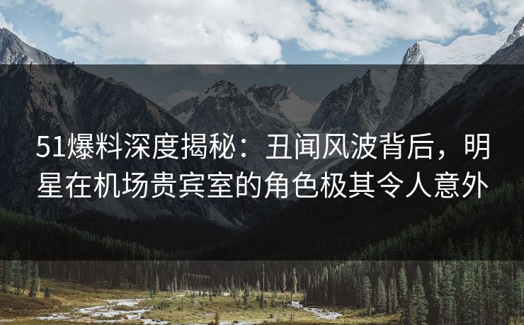 51爆料深度揭秘：丑闻风波背后，明星在机场贵宾室的角色极其令人意外