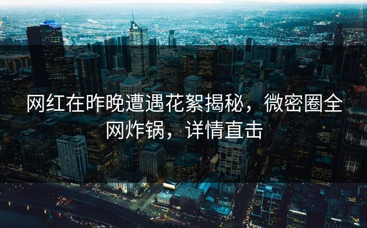 网红在昨晚遭遇花絮揭秘，微密圈全网炸锅，详情直击