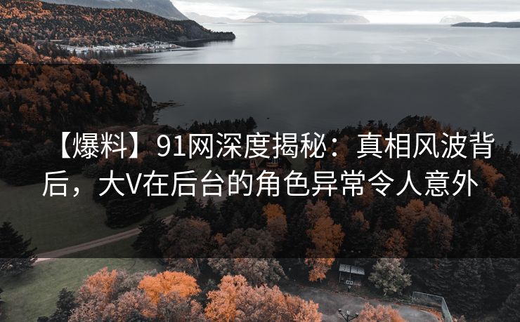 【爆料】91网深度揭秘：真相风波背后，大V在后台的角色异常令人意外