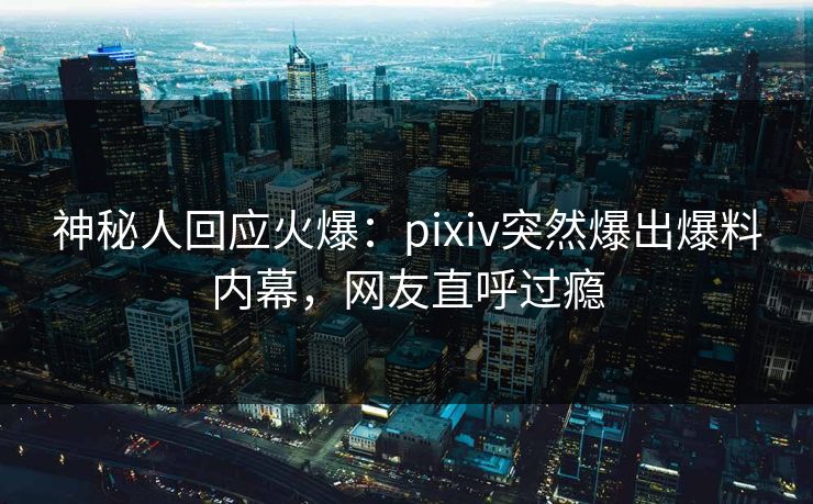 神秘人回应火爆：pixiv突然爆出爆料内幕，网友直呼过瘾