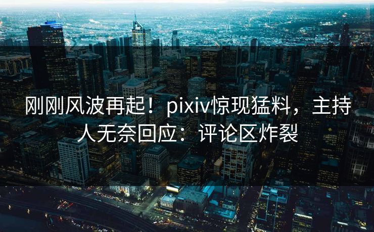 刚刚风波再起！pixiv惊现猛料，主持人无奈回应：评论区炸裂