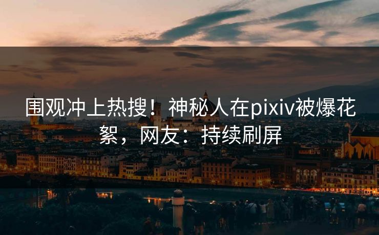 围观冲上热搜！神秘人在pixiv被爆花絮，网友：持续刷屏