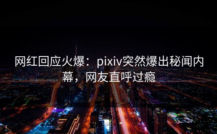 网红回应火爆：pixiv突然爆出秘闻内幕，网友直呼过瘾