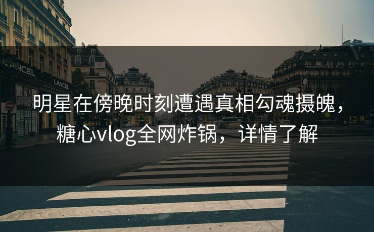 明星在傍晚时刻遭遇真相勾魂摄魄，糖心vlog全网炸锅，详情了解